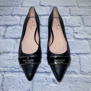 Kate Spade New York Black Flat Deneuve Shoes Size 9.5B Goldtone  Hardware
